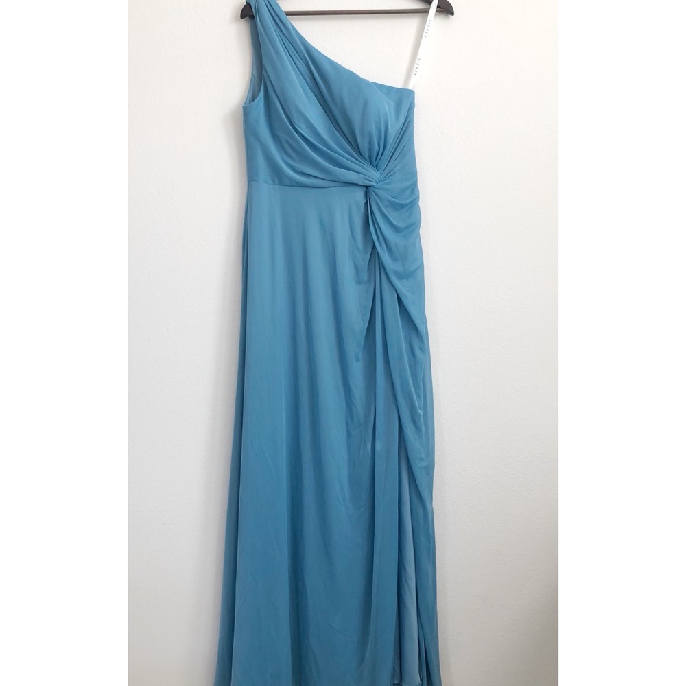 Azazie Brooke One Shoulder in Steel Blue. Is not maternity but can be (see pics) - Picture 3 of 8